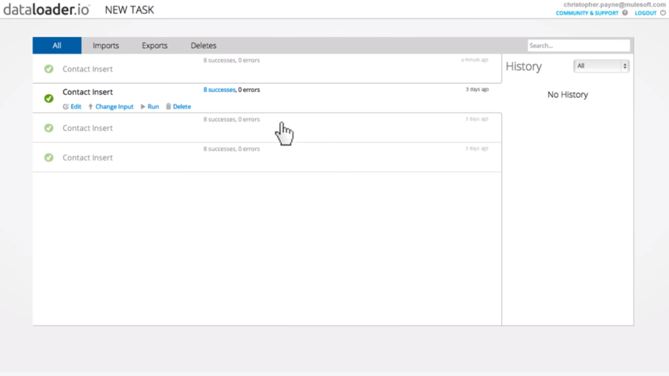 screenshot of MuleSoft dataloader.io